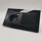 Interruptor de pared con Enchufe y 2 USB A Principal Negro