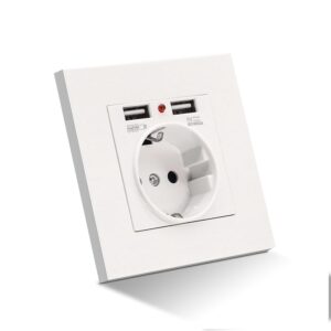proAMEDEN Enchufe con USB, Enchufe pared máx. 5 V/2,1 A, Enchufe de pared de 110V – 250V con 2 USB+1 enchufe CA, Enchufes empotrados, función de carga USB, teléfono móvil, smartphone, tableta.